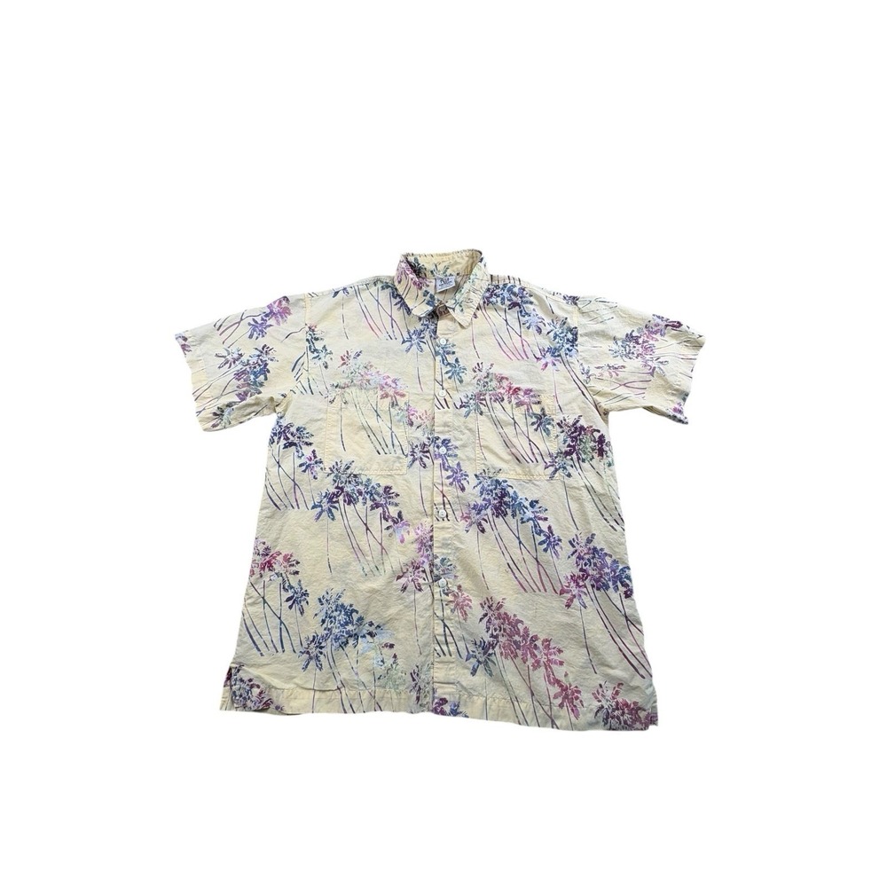 Vintage Rum‎ Reggae Hawaiian Shirt Mens Large Yellow Tropical Cotton